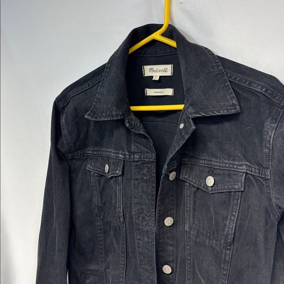 Madewell The Oversized Trucker Jean Jacket in Washed Black XXS - Picture 12 of 12